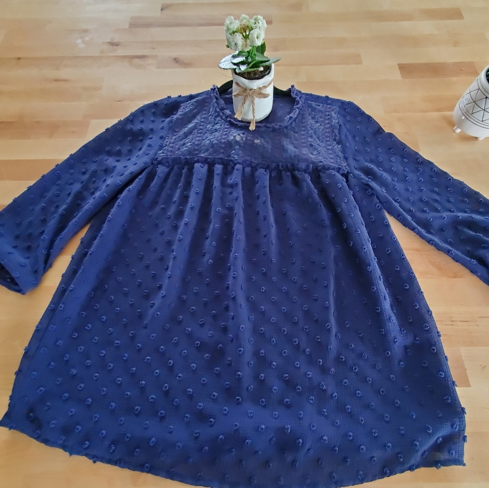 Blue formal blouse.